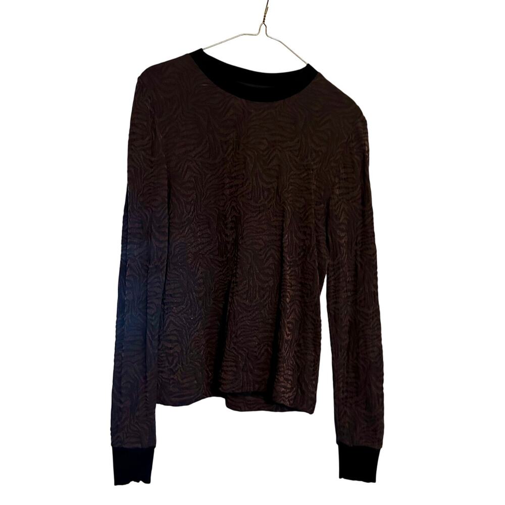 Theory Black TexturedZebra Jacquard Long Sleeve Top Women's Size Small
